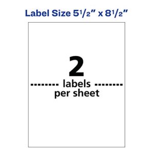 Avery Waterproof Labels, Ultrahold Adhesive, 5.5" x 8.5", Case of 1,000 Labels for Laser Printers (95526)