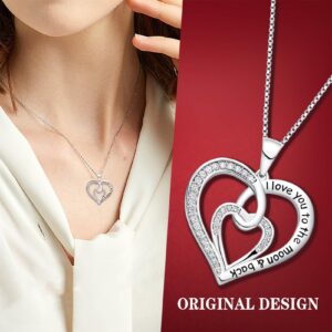 FANCYCD Jewelry for Women, Girlfriend Necklace, Heart Necklace for Women, I Love You Necklace, Wife Jewelry Present, Valentines Day Gift, Anniversary for Her, I Love You to the Moon and Back Necklace