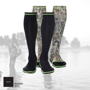 Wetsox Wader Sox, Black Frictionless Wading Socks, Get in and Out of Wader or Boot Easily, 1mm Neoprene Keep Feet Warm or Dry