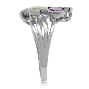 Silvershake Multi Colored Tanzanite Amethyst Blue Topaz Citrine and Peridot 925 Sterling Silver Ring Size 8.5