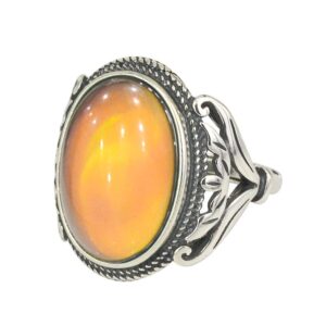 fun jewels burnished sterling silver multi color change oval stone mood ring size adjustable