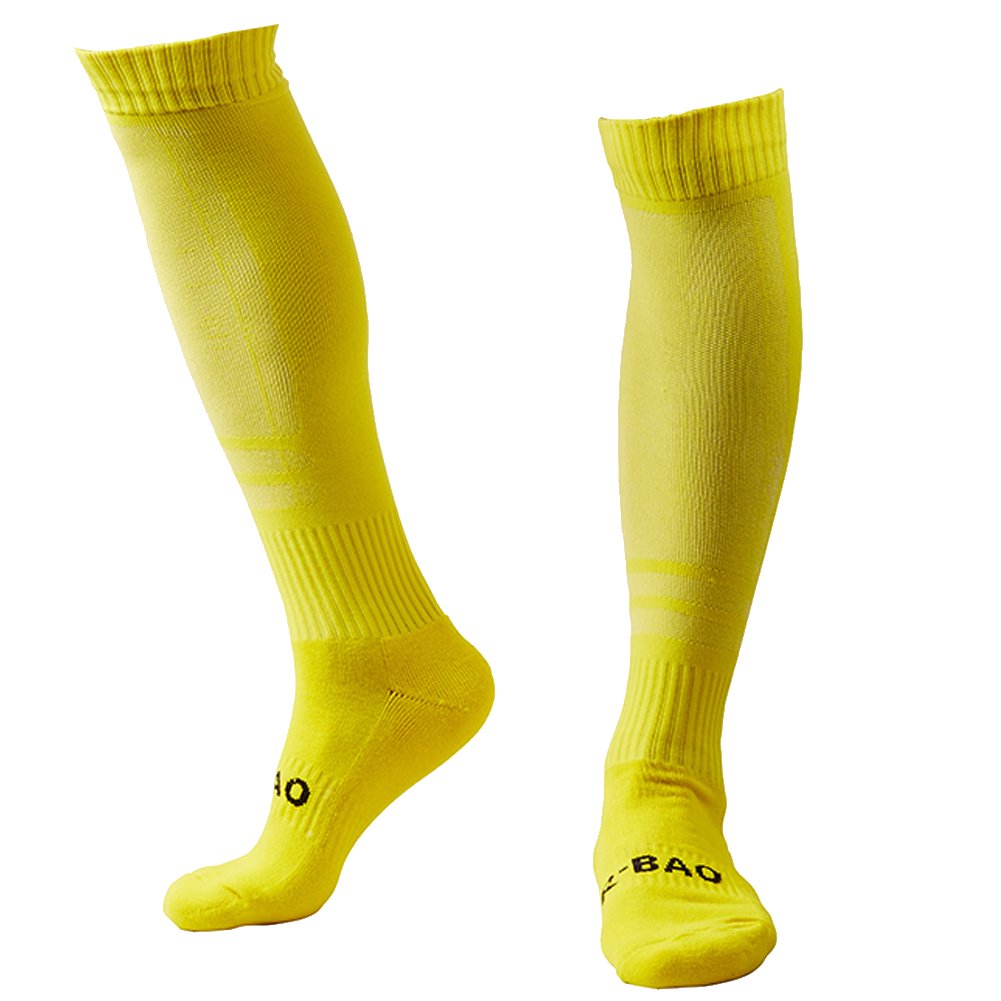 LANSHI Men's Soccer Socks Compression Long Sport High Sock Yellow Size M US(6-12)