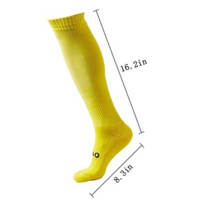 LANSHI Men's Soccer Socks Compression Long Sport High Sock Yellow Size M US(6-12)