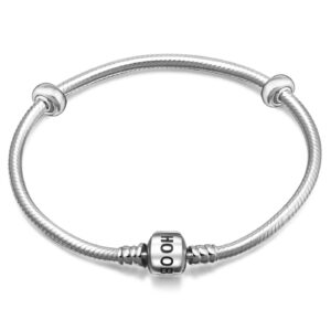 soukiss charms 925 sterling silver snake chain bracelet with 2 stopper beads charms bracelet (18 cm-7.1 inches)