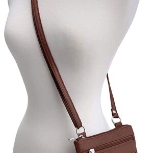 Roma Leathers Genuine X-Large Crossbody Purse, Multi-Pocket, Adjustable Strap, XL, Brown