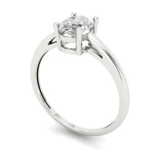 1 Ct Brilliant Oval Cut Clear Simulated Diamond 14K White Gold Solitaire Engagement Promise Bridal Anniversary Ring Size 5