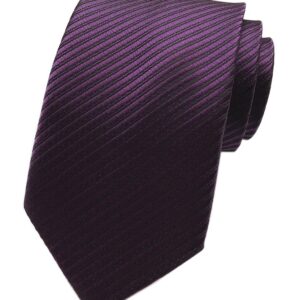 Elfeves Mens Dark Purple Woven Tie HANDMADE Luxury Suit Necktie Birthday Present