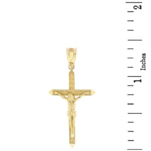 Solid 10k Yellow Gold Passion Catholic Cross Crucifix Charm Pendant (1.40")