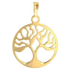 jewelry america solid 14k gold simple round tree of life charm pendant