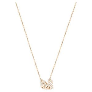 SWAROVSKI Facet Swan Reversible Pendant Necklace, Swan Pendant with Black and Clear Crystal Pavé on a Mixed Metal Finish Setting, Part of the Facet Swan Collection