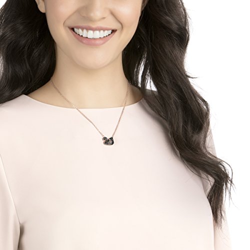 SWAROVSKI Facet Swan Reversible Pendant Necklace, Swan Pendant with Black and Clear Crystal Pavé on a Mixed Metal Finish Setting, Part of the Facet Swan Collection