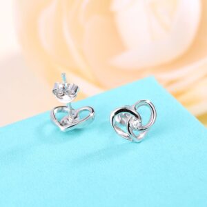 925 Sterling Silver Jewelry "I Love You To The Moon and Back" Love Heart Stud Earrings