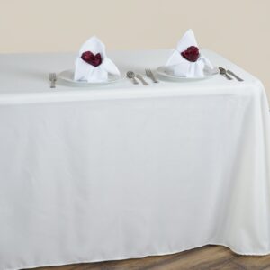 TABLECLOTHSFACTORY Round Corner Polyester Rectangle Tablecloths 90" x 132" - Ivory