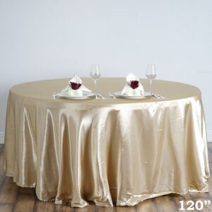 TABLECLOTHSFACTORY Champagne 120" Round Satin Tablecloth