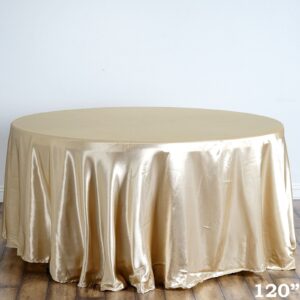 TABLECLOTHSFACTORY Champagne 120" Round Satin Tablecloth