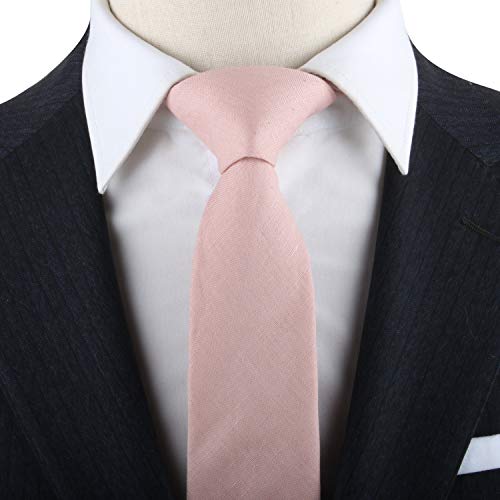 AUSCUFFLINKS Blush Pink Regular Ties Cotton Business Ties Linen Neckties | Wedding Ties for Groomsmen | Tie for Groom (REGULAR TIE)