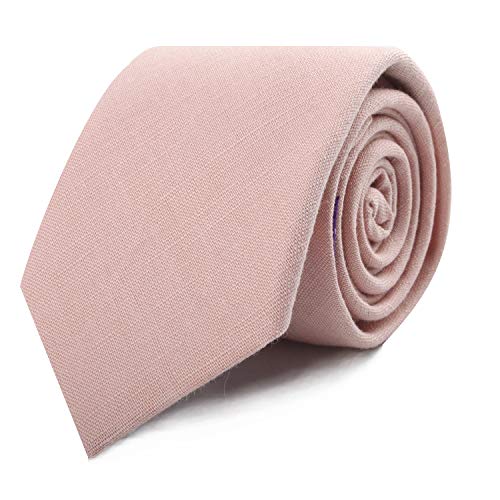 AUSCUFFLINKS Blush Pink Regular Ties Cotton Business Ties Linen Neckties | Wedding Ties for Groomsmen | Tie for Groom (REGULAR TIE)