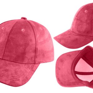 Diona J Faux Leather Woman Man Baseball Cap Hat Snap back (Dark Pink)