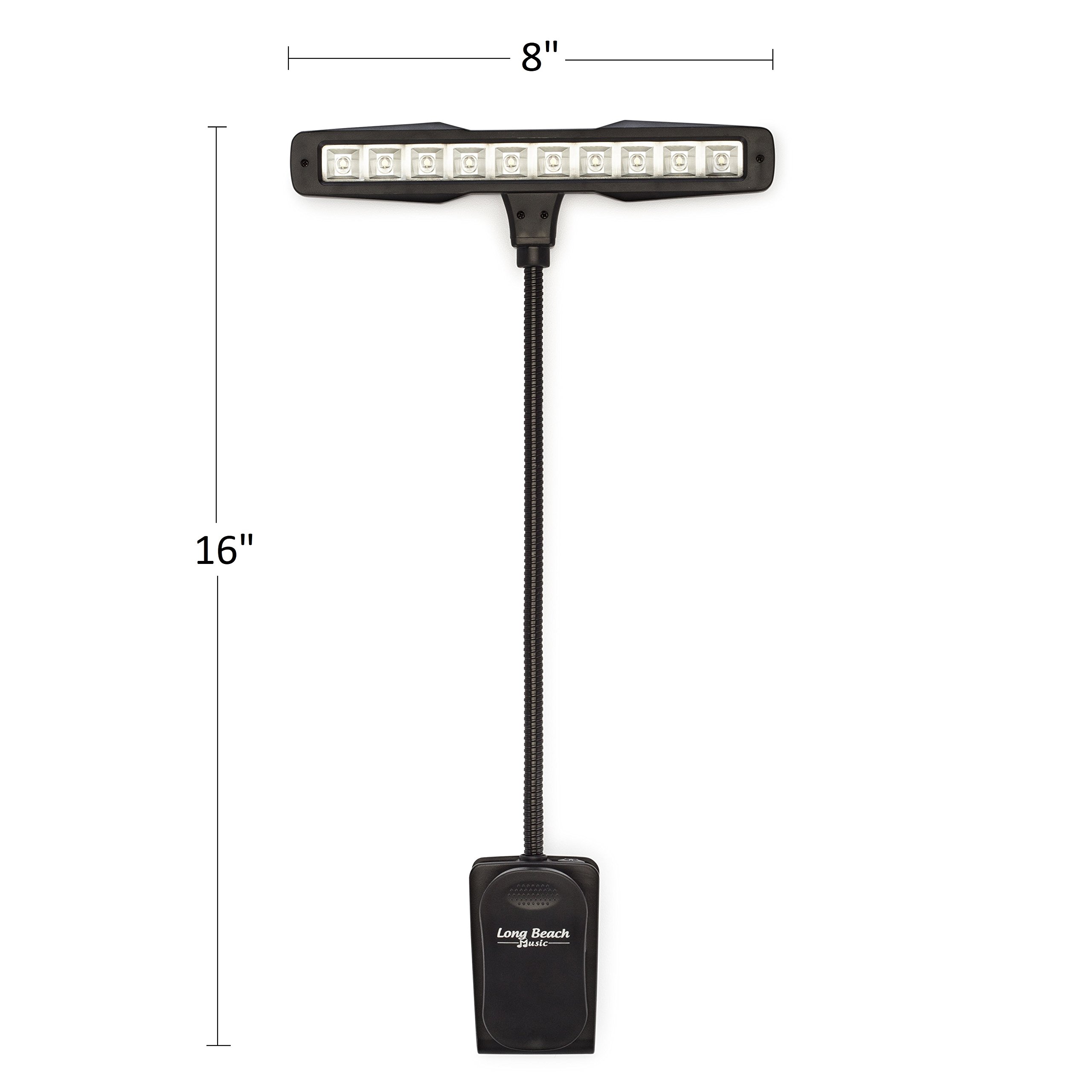 Rechargeable Clip-on Music Stand Orchestra Light- 10 Bright LEDs- Includes USB Cord, Wall Plug, and Carrying Bag- Also for Reading, DJs, Artists, Crafting