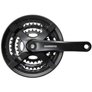 shimano tourney fc-ty501 crankset - 175mm, 6/7/8-speed, 48/38/28t, riveted, square taper jis spindle interface, black