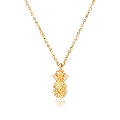 Zealmer Women 16K Gold Plated Pineapple Pendant, gold pineapple, Size No Size