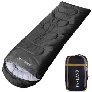 farland sleeping bags 20℉ for adults teens kids with compression sack portable and lightweight for 3-4 season camping, hiking,waterproof, backpacking and outdoors