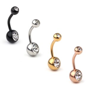 ruifan 4pcs 14g clear birthstone crystal ball belly button rings navel barbell body jewelry piercing