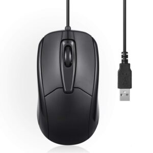 perixx perimice-209 3 button usb wired mouse - optical - 1000 dpi - 5.9 ft cable - black