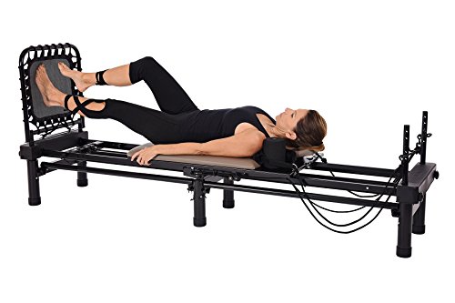 Stamina Products AeroPilates Reformer 651 Whole Body Resistance Workout Machine for Home Gym with 10 Inch Stand and Foldable Frame with Wheels