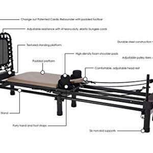 Stamina Products AeroPilates Reformer 651 Whole Body Resistance Workout Machine for Home Gym with 10 Inch Stand and Foldable Frame with Wheels