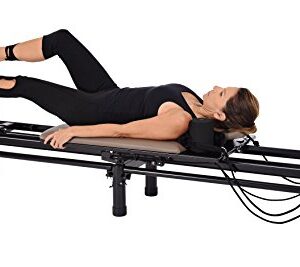 Stamina Products AeroPilates Reformer 651 Whole Body Resistance Workout Machine for Home Gym with 10 Inch Stand and Foldable Frame with Wheels