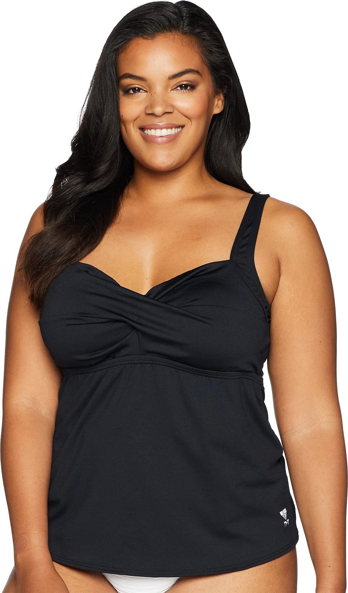 TYR TSTBW7A124W Fitness Plus Solids Womens Twisted Bra Tankini Black 24W