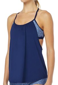 tyr women's mantra shea 2 in 1 tank swimming top, grey, small