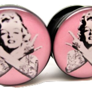 Pierced Republic Marilyn Monroe Tatted Ear Plugs - Acrylic - Screw-On - New *Pair* - 8 Sizes (00 Gauge (10mm))