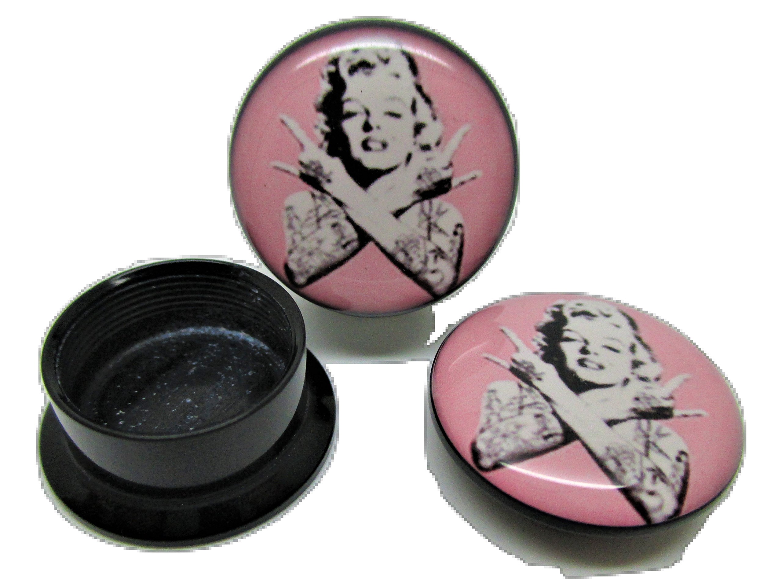 Pierced Republic Marilyn Monroe Tatted Ear Plugs - Acrylic - Screw-On - New *Pair* - 8 Sizes (00 Gauge (10mm))