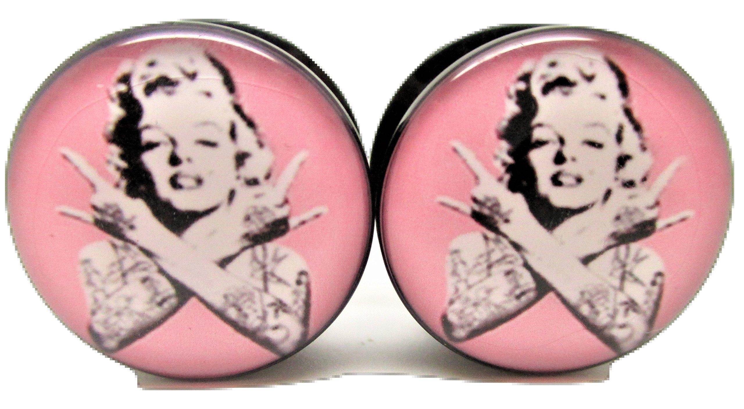 Pierced Republic Marilyn Monroe Tatted Ear Plugs - Acrylic - Screw-On - New *Pair* - 8 Sizes (00 Gauge (10mm))