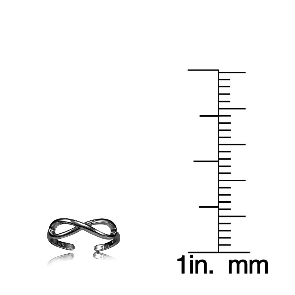 Black Flashed Sterling Silver Figure 8 Infinity Toe Ring