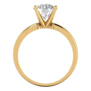 Clara Pucci 2.0 Ct Brilliant Round Cut Clear Simulated Diamond 14K Yellow Gold Solitaire Engagement Bridal Anniversary Ring Size 5.5