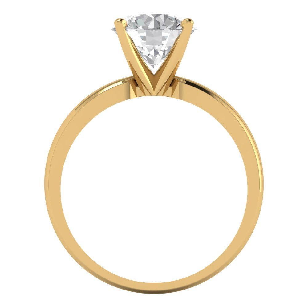 Clara Pucci 2.0 Ct Brilliant Round Cut Clear Simulated Diamond 14K Yellow Gold Solitaire Engagement Bridal Anniversary Ring Size 5.5