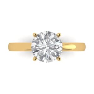 clara pucci 2.0 ct brilliant round cut clear simulated diamond 14k yellow gold solitaire engagement bridal anniversary ring size 10