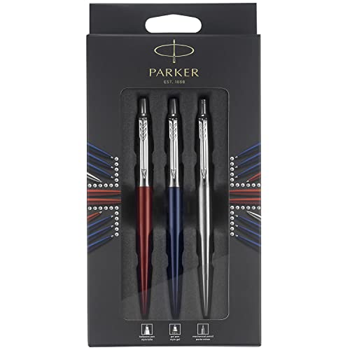 Parker Jotter London Trio Discovery Pack: Ballpoint Pen (Royal Blue), Gel Pen (Red Kensington) & Mechanical Pencil (Stainless Steel)