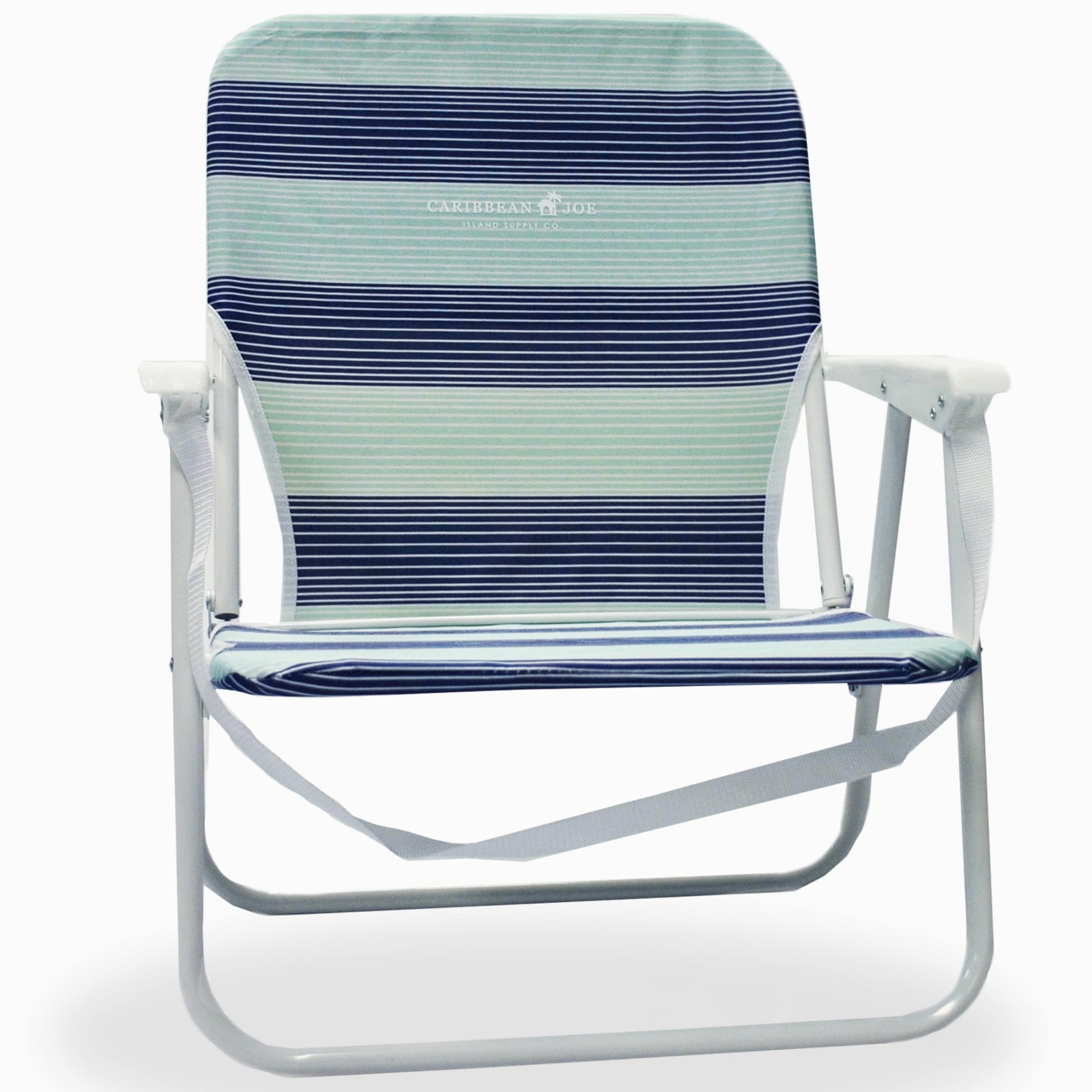 Caribbean Joe Folding Beach Chair, 1 Position Lightweight and Portable Foldable Outdoor Camping Chair with Carry Strap, Horizon Stripe