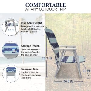 Caribbean Joe Folding Beach Chair, 1 Position Lightweight and Portable Foldable Outdoor Camping Chair with Carry Strap, Horizon Stripe