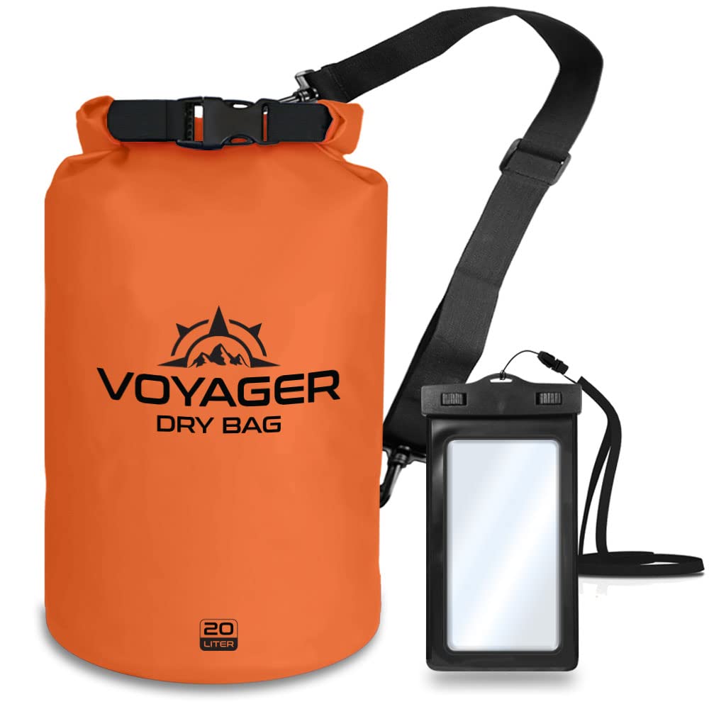 EcoGear FX Heavy Duty Waterproof Dry Bag Voyager Series - Durable Roll Top Compression Bag - Kayaking, Rafting, Boating, Hiking, Fishing, Camping and Outdoors - Phone Case Included - 10L