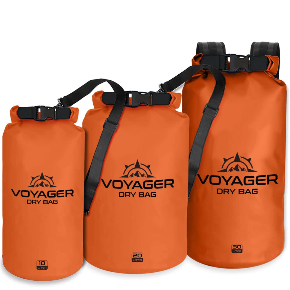 EcoGear FX Heavy Duty Waterproof Dry Bag Voyager Series - Durable Roll Top Compression Bag - Kayaking, Rafting, Boating, Hiking, Fishing, Camping and Outdoors - Phone Case Included - 10L