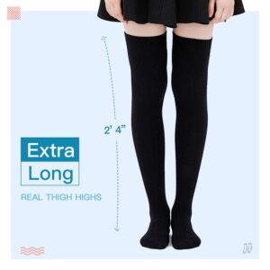 Kayhoma Extra Long Cotton Thigh High Socks Over the Knee High Boot Stockings Cotton Leg Warmers, 2 pairs