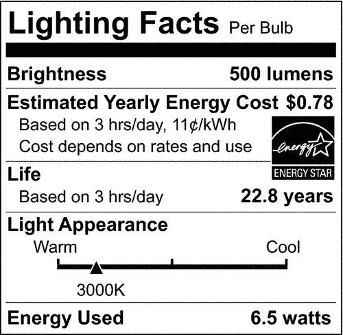 Satco S9383-6.5 Watt LED MR16 Bulb ; 3000K ; GU10 Base ; 120 Volt (6 LED Light Bulbs)