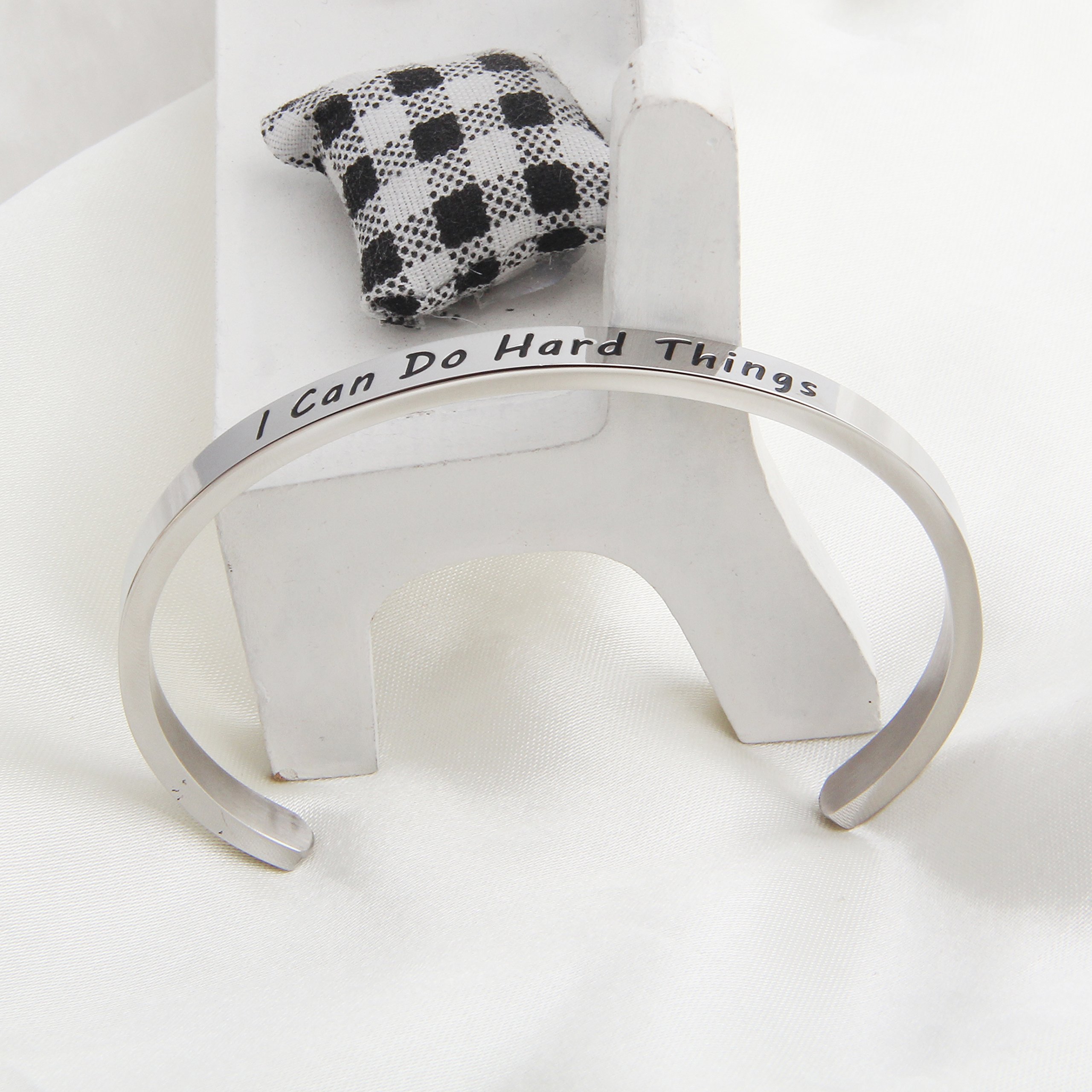 MAOFAED I can do hard things Cuff Bracelet Inspiration Jewelry Goddaughter gifts (Silver)