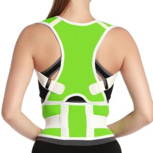 Posture Correctors, Back Shoulder Lumbar Waist Supporting Belt Bone Injury Correction Straighten Upper Back Slouching Corrective Prvent Children Size S Green