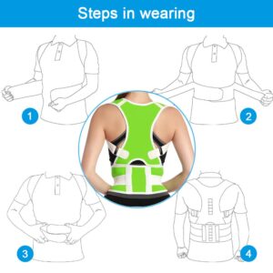 Posture Correctors, Back Shoulder Lumbar Waist Supporting Belt Bone Injury Correction Straighten Upper Back Slouching Corrective Prvent Children Size S Green